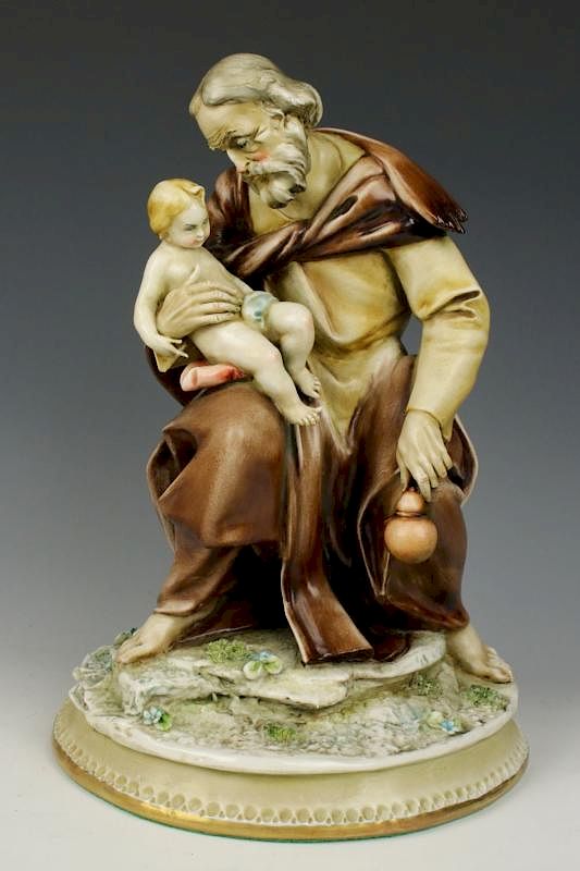 Appraisal: Capodimonte Antonio Borsato Figurine Saint Joseph And Child MANUFACTURE Antonio