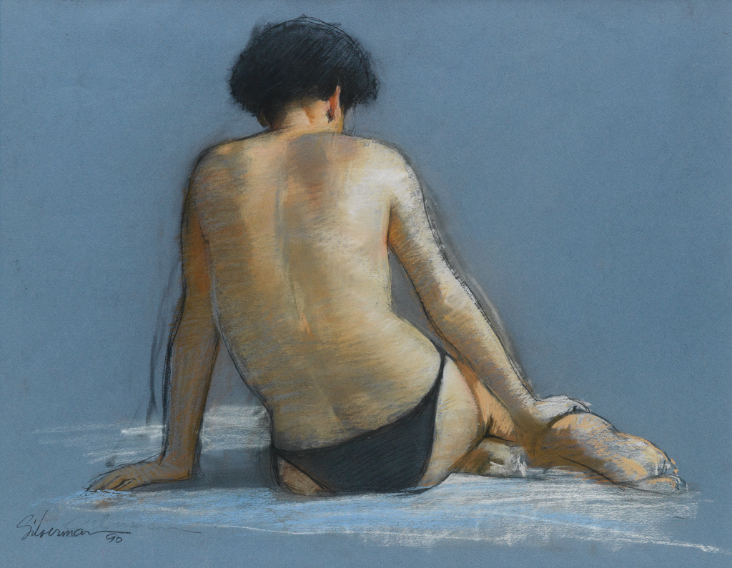 Appraisal: BURTON SILVERMAN Beach Figure Color pastels on blue wove paper