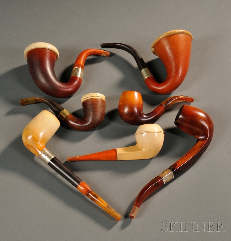 Appraisal: Seven Assorted Pipes three briar pipes each with bowl lined