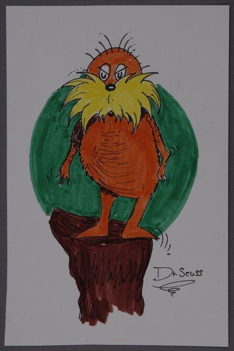 Appraisal: DR SEUSS LORAX x in ink and brown green orange