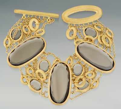 Appraisal: A Nanis k Gold and Smoky Quartz Bracelet k yellow