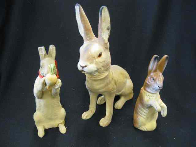 Appraisal: Figural Rabbit Candy Containers paper mache tallest is ''