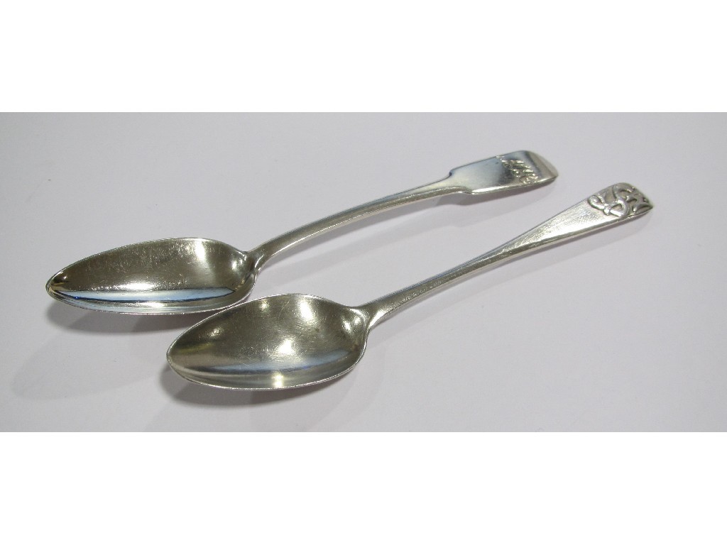 Appraisal: Charles Fowler Elgin teaspoons one inscribed with initials and JS