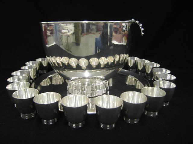 Appraisal: Tane Mexico Sterling Silver Punch Set dia bowl tray cups