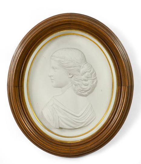 Appraisal: Samuel Conkey American - good cast plaster oval silhouette portrait