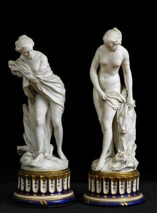 Appraisal: PAIR OF LOUIS XVI-STYLE GILT METAL-MOUNTED PORCELAIN FIGURES in in