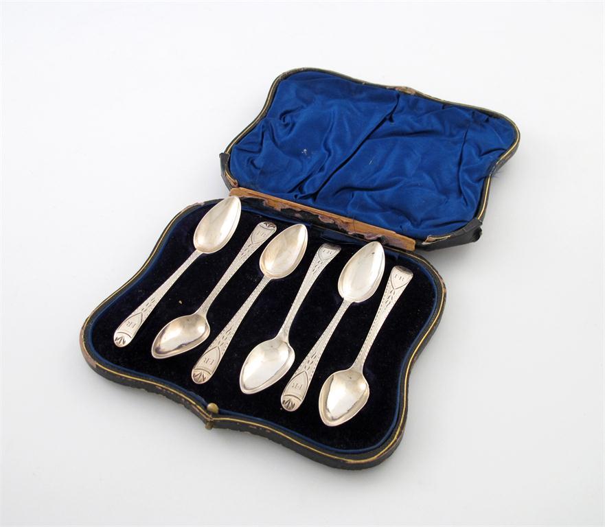 Appraisal: A set of six George III silver Bright-cut teaspoons