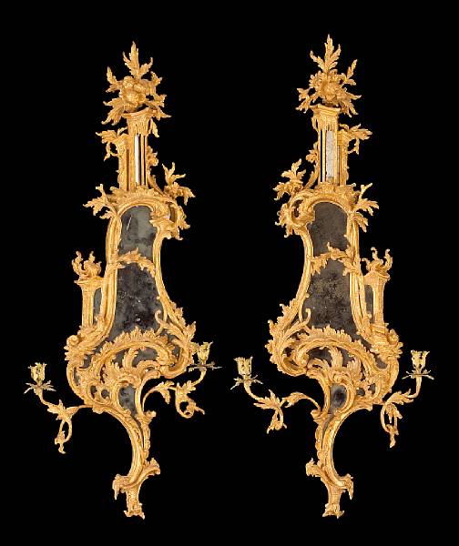 Appraisal: A good pair of George III style giltwood two light