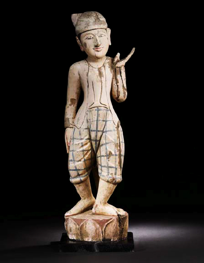 Appraisal: Indian Carved and Polychromed Figure of a Servant th century