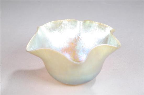 Appraisal: STEUBEN BOWL Iridescent bowl with a slightly ruffled rim Signed