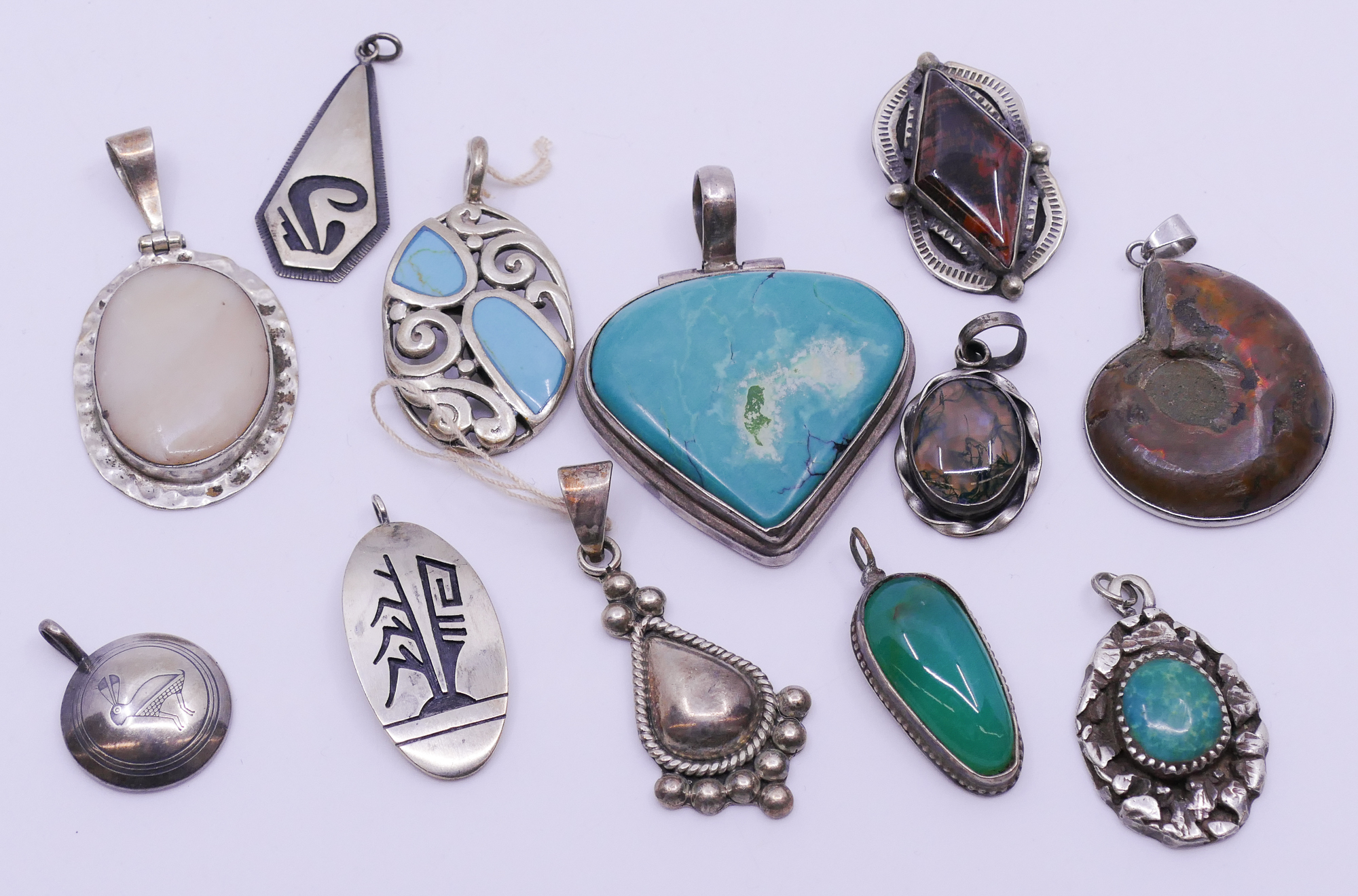 Appraisal: Box SW Sterling Stone Pendants