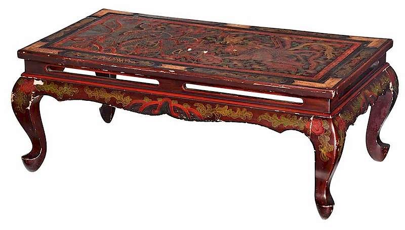 Appraisal: A Chinese Lacquer Decorated Low Table th century dragon and