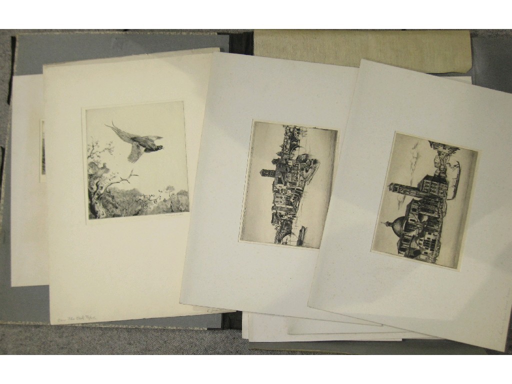 Appraisal: Lot comprising twelve various unframed etchings all signed to include