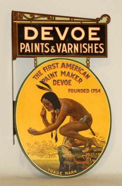 Appraisal: Devoe Paints Varnishes Sign Depicting a Native American Indian Double