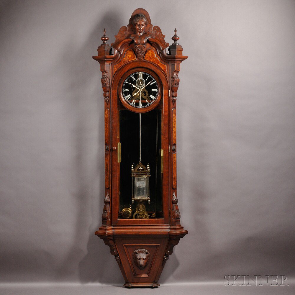 Appraisal: Louis Bernhard Thirty-day Wall Regulator Bloomsburg Columbia County Pennsylvania walnut