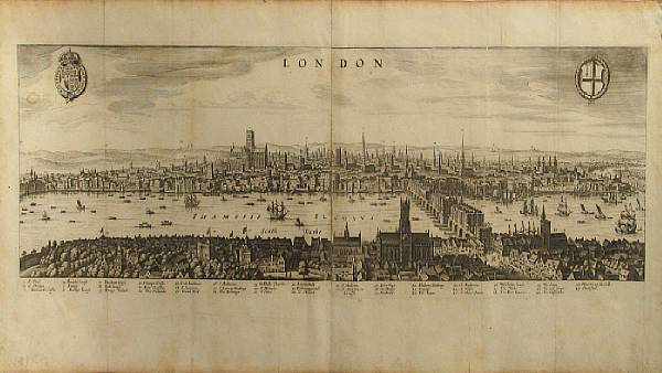 Appraisal: MERIAN MATTHAEUS - London Frankfurt c Copper-engraved view on two