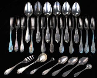 Appraisal: Pcs Theodore Evans Co Nyc Coin Silver Flatware ca -