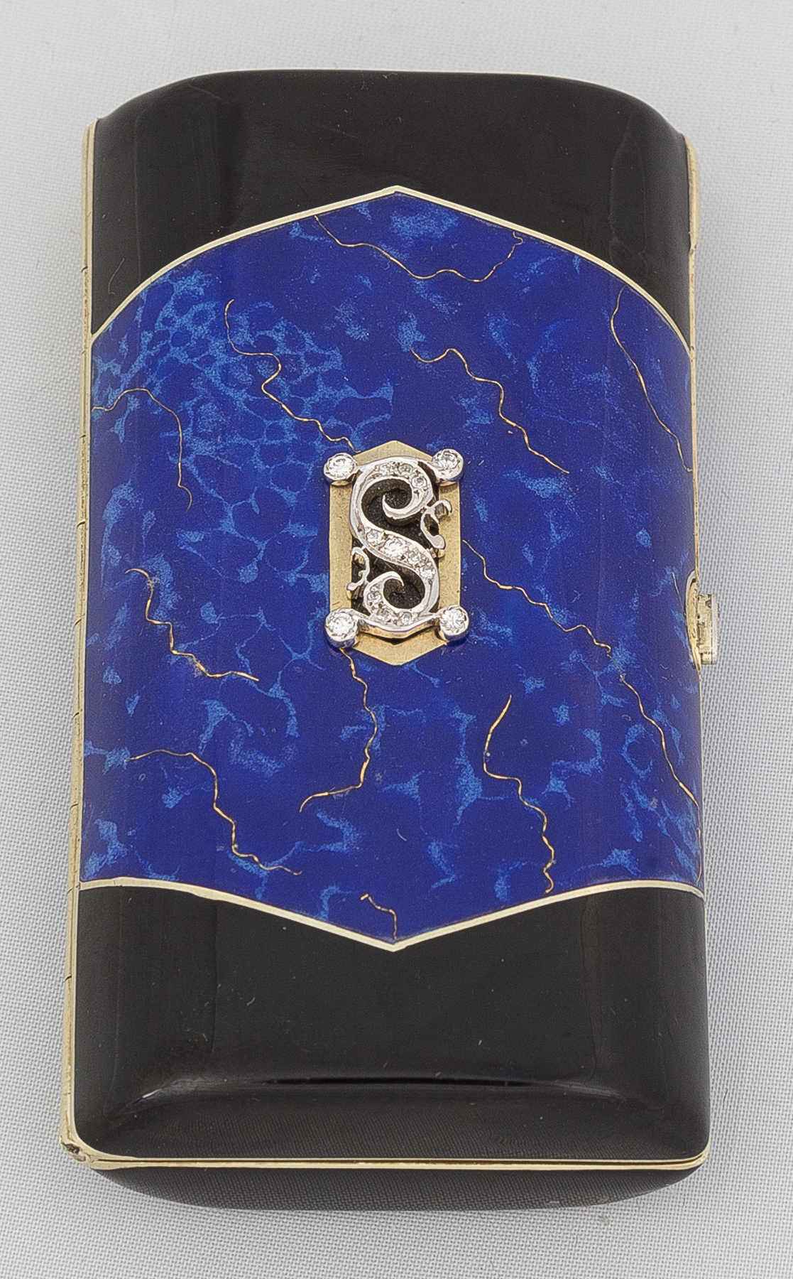 Appraisal: Lapis and Gold Cigarette Case with Diamonds dwt