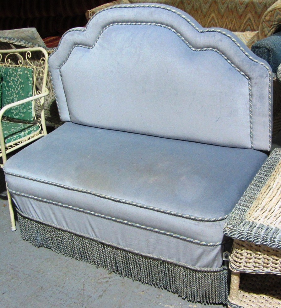 Appraisal: A th century blue velvet two seat sofa