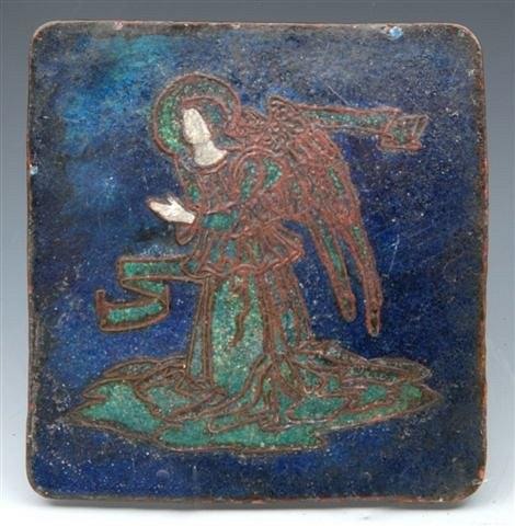 Appraisal: A LATE TH CENTURY COPPER AND ENAMEL PLAQUE IN THE