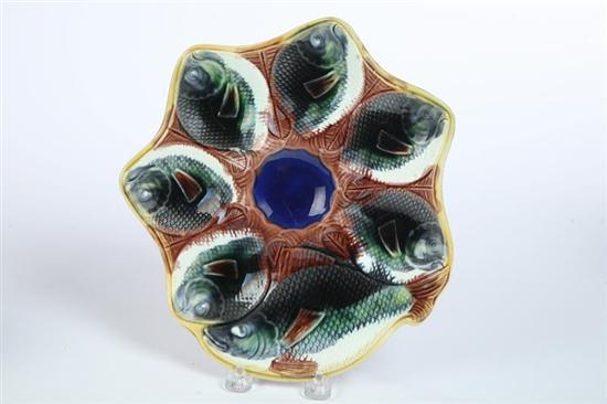 Appraisal: MAJOLICA OYSTER PLATE English nd half- th century Fish pattern