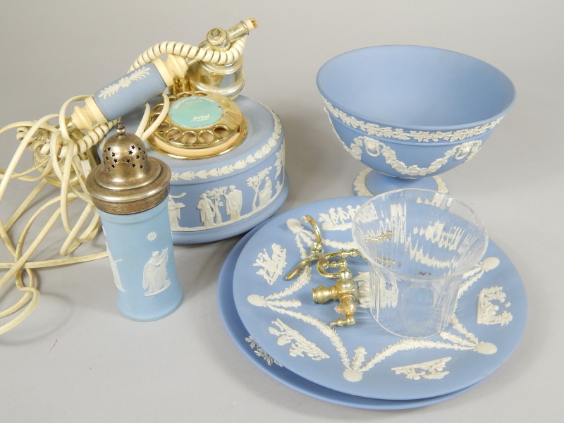 Appraisal: Various items of Wedgwood blue Jasperware to include two plates