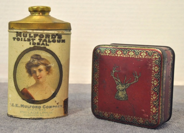 Appraisal: Two Collector TinsOne is Mulford's Toilet Talcum with picture of