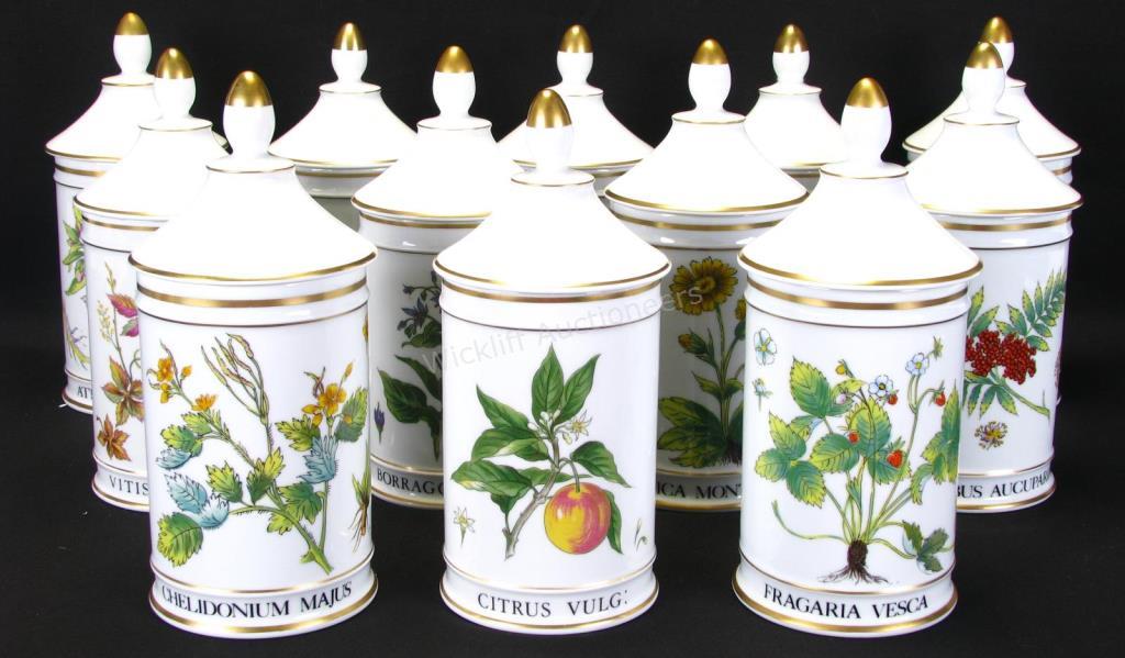 Appraisal: Set of Warin Limoges Porcelain Apothecary Jars twelve total with