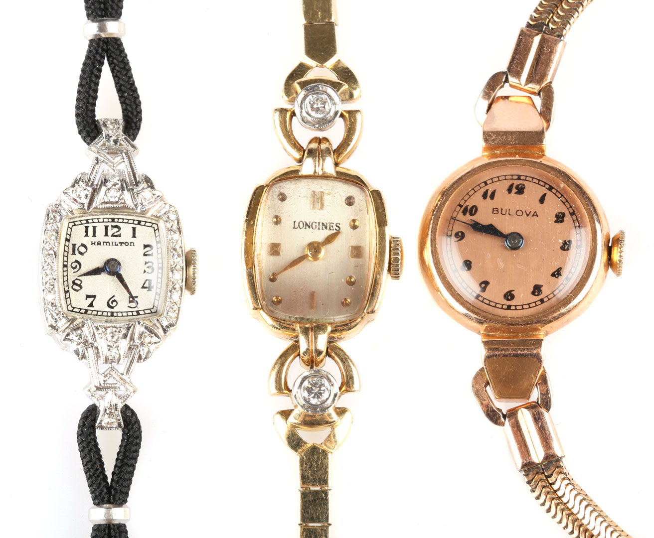 Appraisal: A Trio of Lady's Watches K white gold Hamilton watch