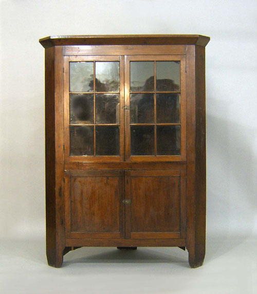 Appraisal: Cherry -pc corner cupboard th c h w