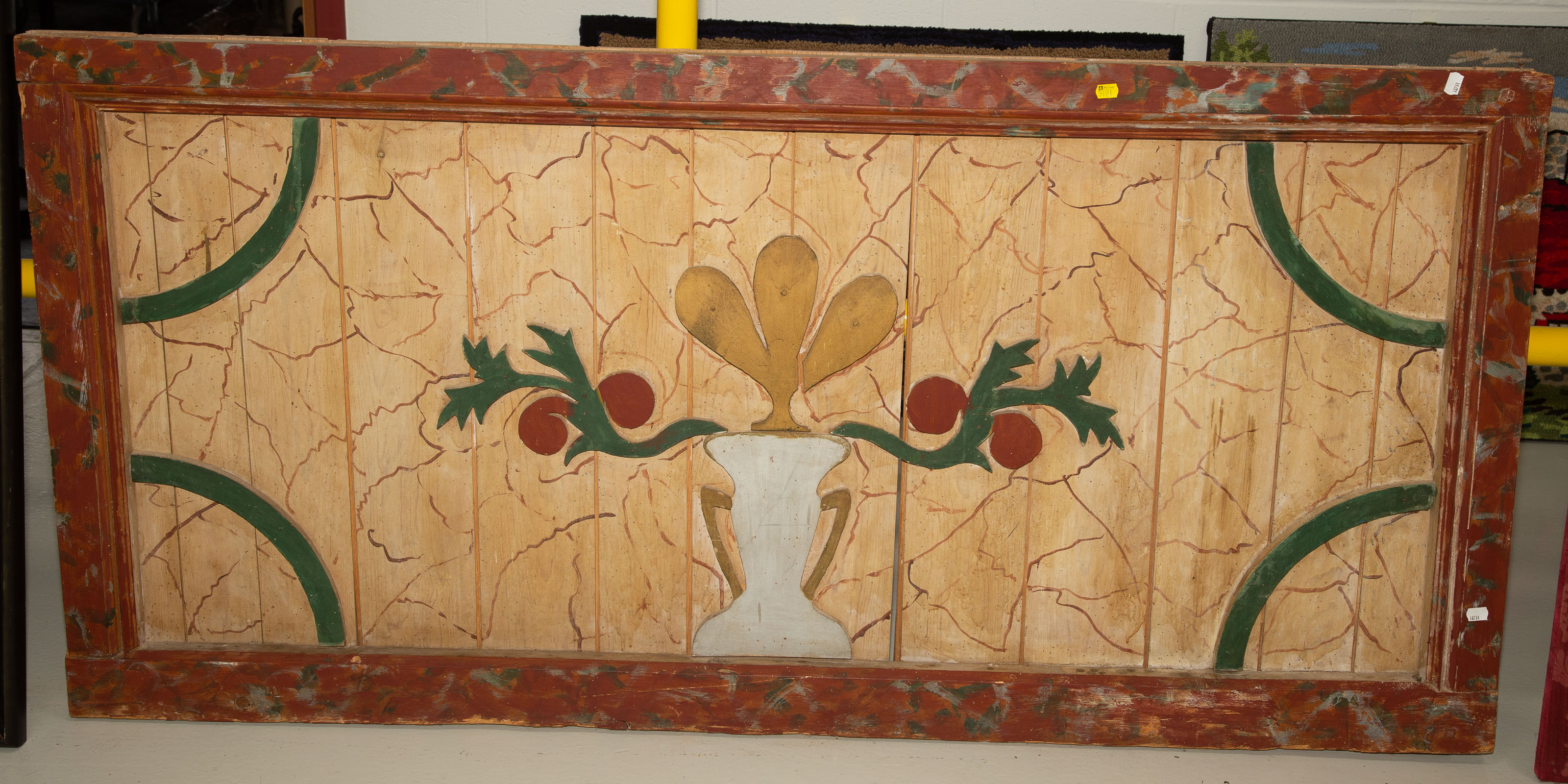 Appraisal: PAINTED WOODEN WALL DECORATION Possibly Russian parts early th century