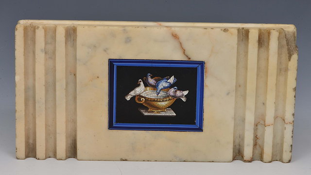 Appraisal: AN ITALIAN GRAND TOUR SIENA MARBLE AND MICROMOSAIC PAPERWEIGHT inlaid