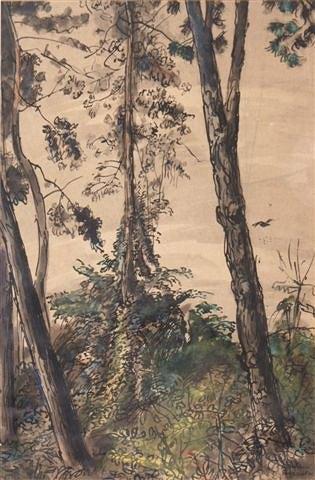 Appraisal: EMIL BERNARD - - Tree study signed pen ink and