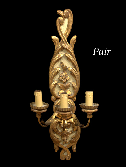 Appraisal: Pair of Italian Carved Turned White-Painted and Parcel-Gilt Wood and