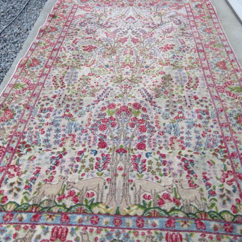 Appraisal: Tabriz Persian Handmade Rug animals birds elaborate florals on ivory