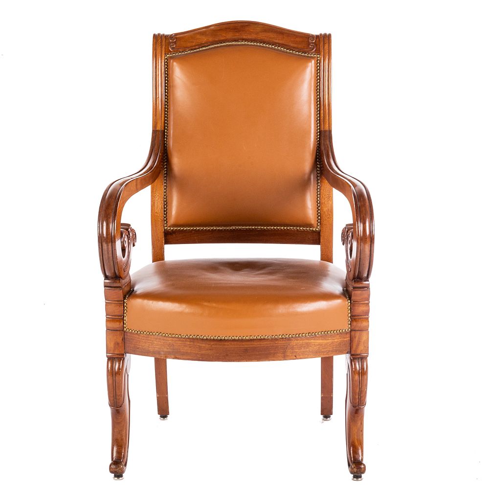 Appraisal: Loyd- Paxton Regency Style Leather Arm Chair With leather tack