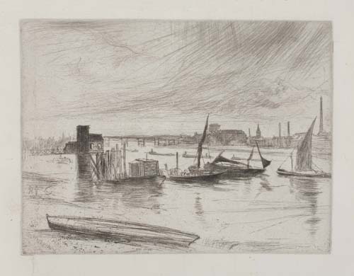 Appraisal: JAMES A M WHISTLER Early Morning Battersea Etching on antique