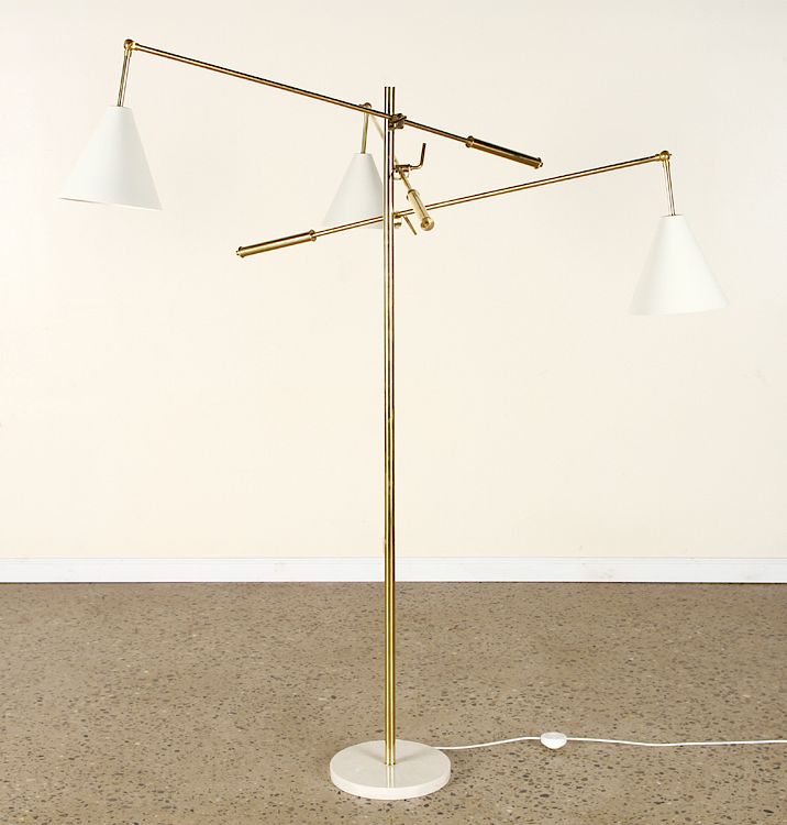 Appraisal: ITALIAN BRASS FLOOR LAMP MANNER ARREDOLUCE An Italian brass three