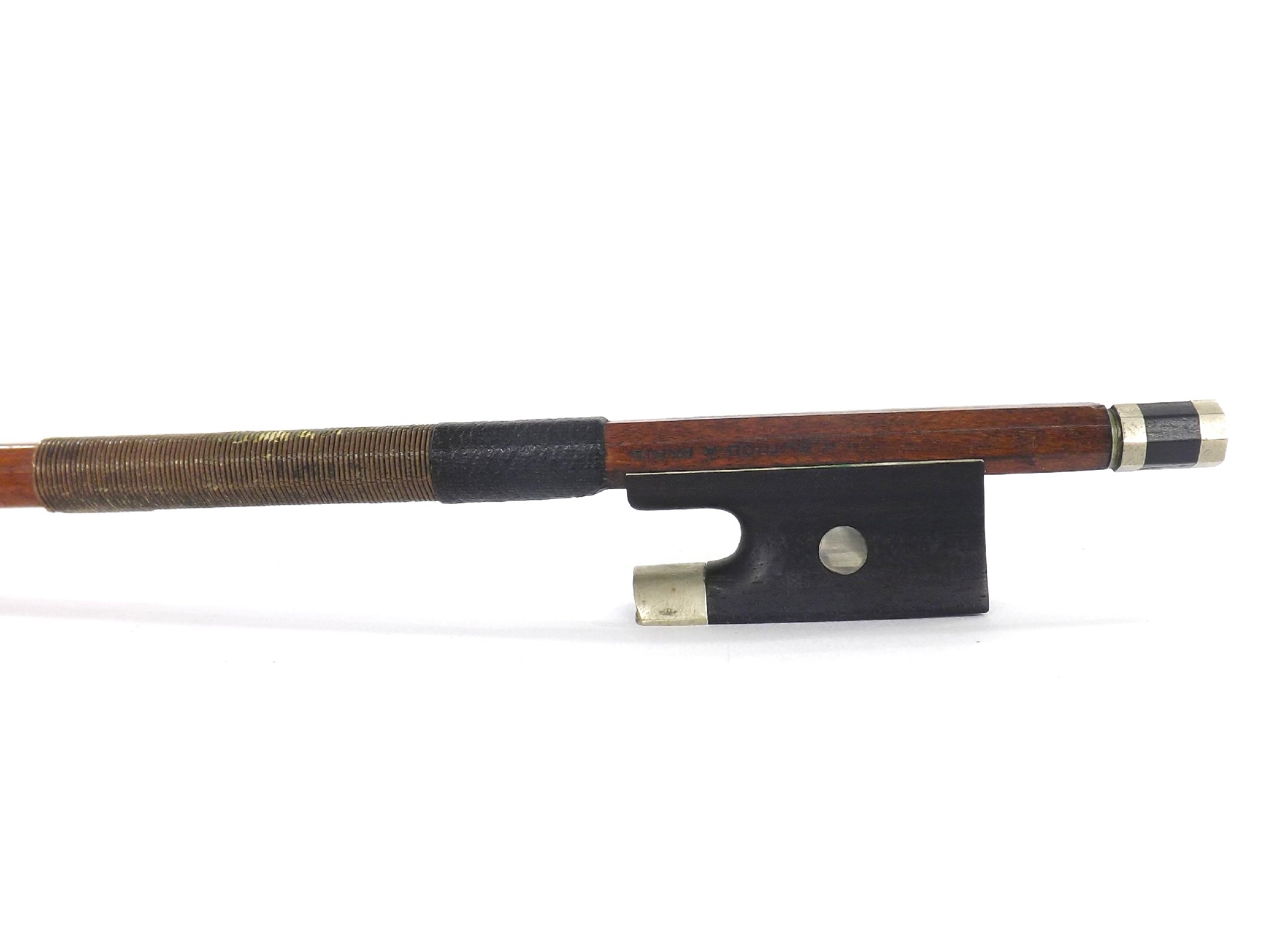 Appraisal: French nickel mounted J T L violin bow stamped Ch