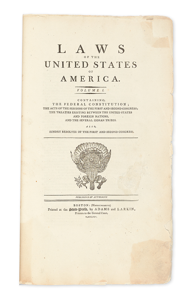 Appraisal: LAW Laws of the United States of America Volume I