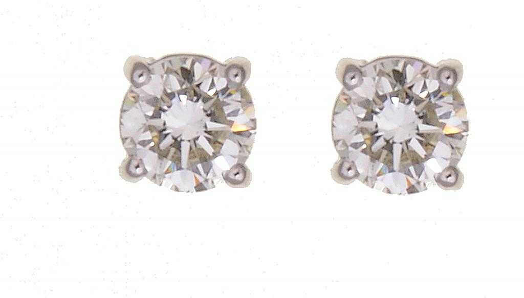 Appraisal: A PAIR OF DIAMOND EAR STUDS mounted in white gold