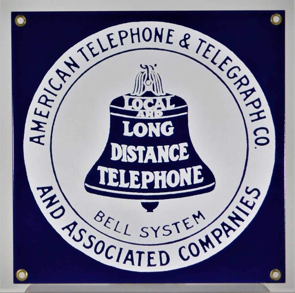 Appraisal: ANDE ROONEY BELL TELEPHONE PORCELAIN ENAMEL SIGN United States Late