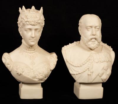 Appraisal: Two Robinson Leadbeater small Parian busts of Edward VII and