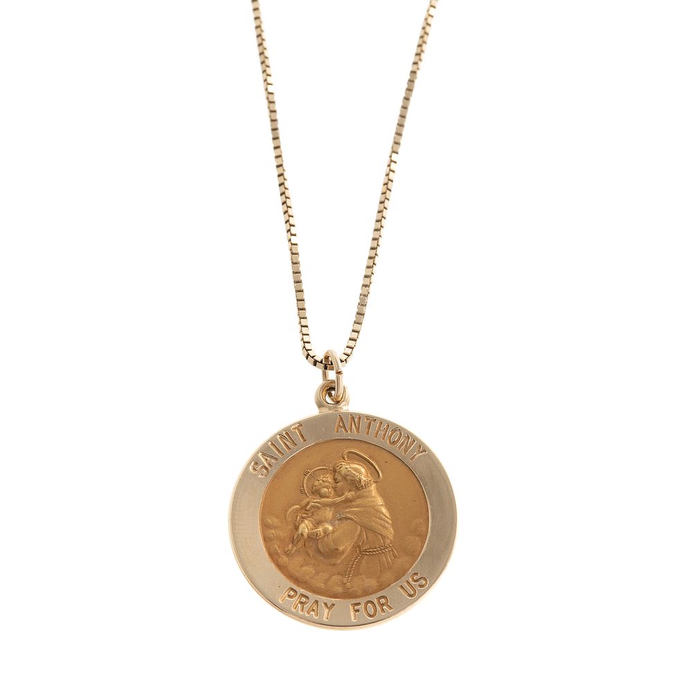 Appraisal: A K Yellow Gold St Anthony Pendant on Chain K