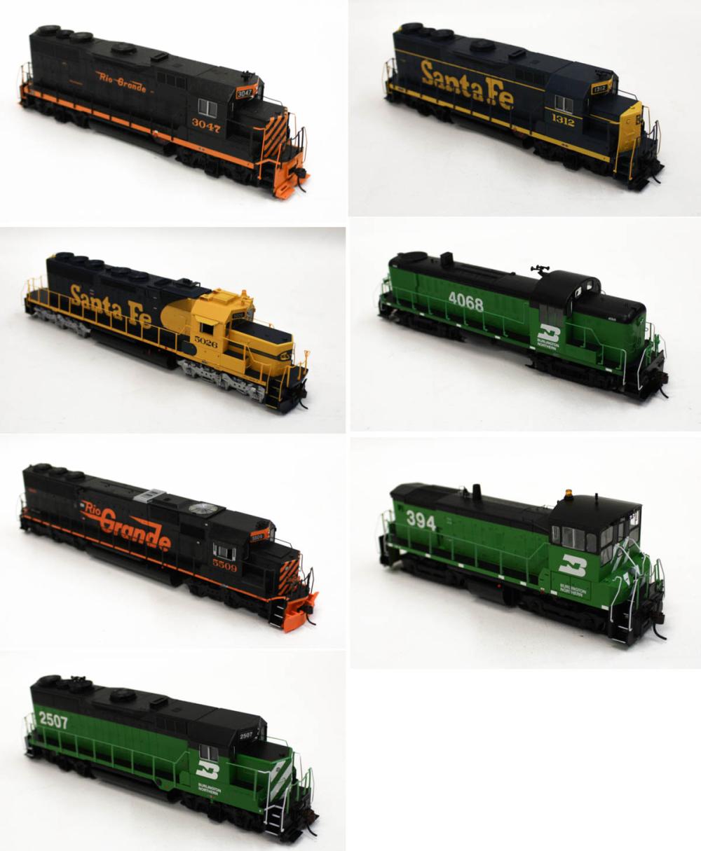 Appraisal: EIGHT HO GAUGE MODEL TRAIN ENGINES Including Athern Santa Fe