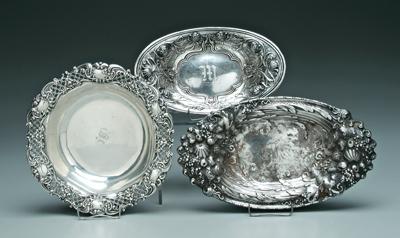 Appraisal: Three sterling silver bowls one oval with scroll and floral