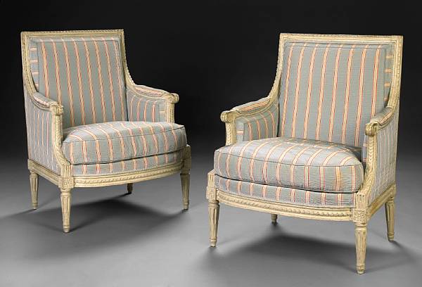 Appraisal: A pair of Louis XVI style paint decorated berg res