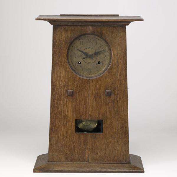 Appraisal: L J G STICKLEYMantle clock with acid-etched brass dialUnmarked x