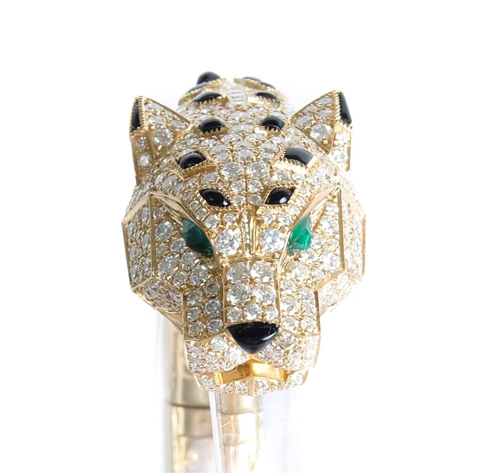 Appraisal: ATTR CARTIER PANTHER K YG DIAMOND CUFF BRACELETAttributed to Cartier