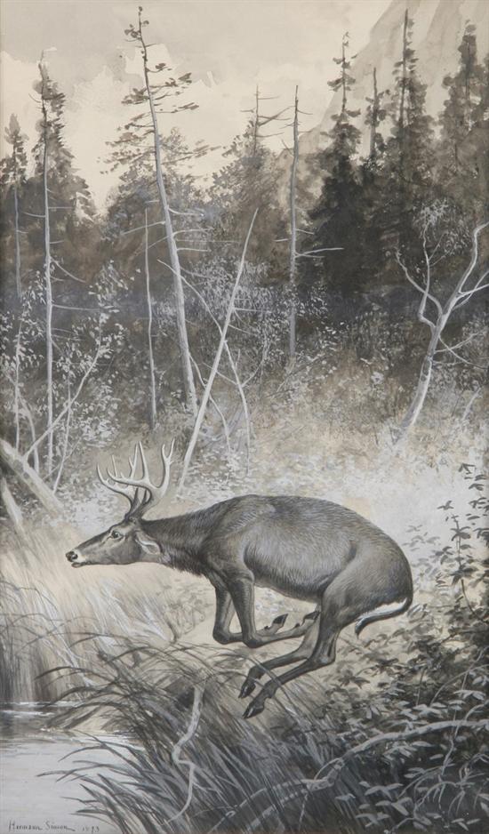 Appraisal: HERMANN GUSTAVE SIMON American - DEER AT DINGMAN'S FERRY PIKE